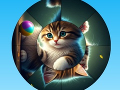 游戏圆形拼图：收集可爱的猫咪图片在线